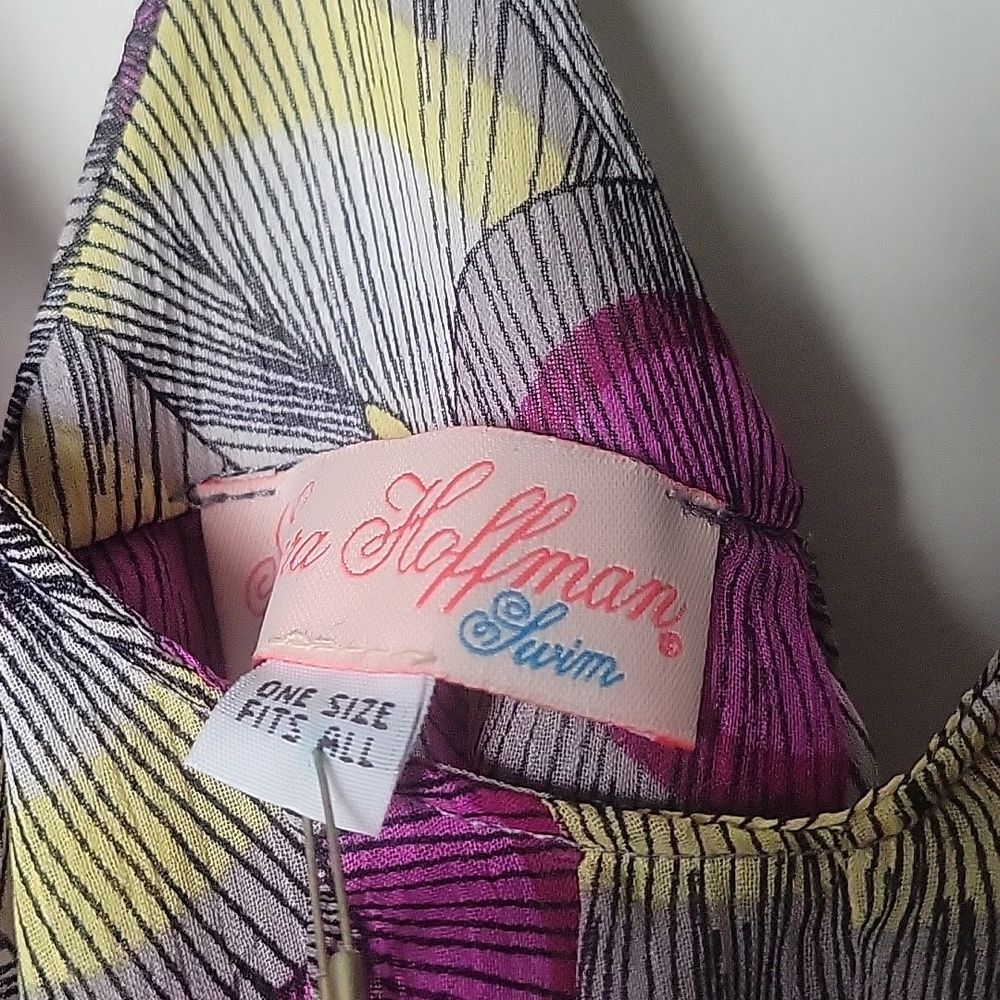 NWT Mara Hoffman Feather Pink Peacock Sheer Long Beach Swim Cover Up Sexy Boho - Picture 5 of 12